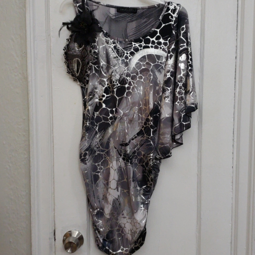 Black Silver Dress With Matching Mask